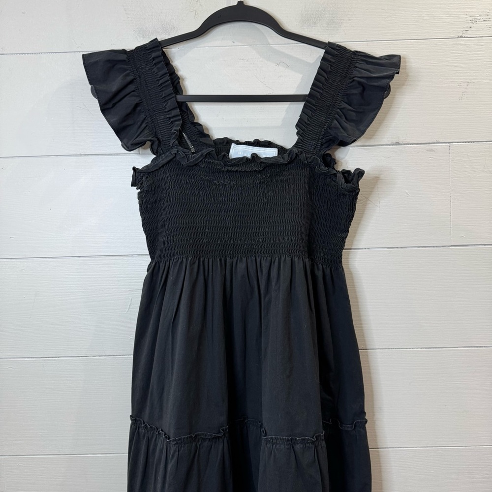 Hill House The Ellie Nap Dress Black Midi Dress with Ruffle Sleeves Size Small - Picture 5 of 14